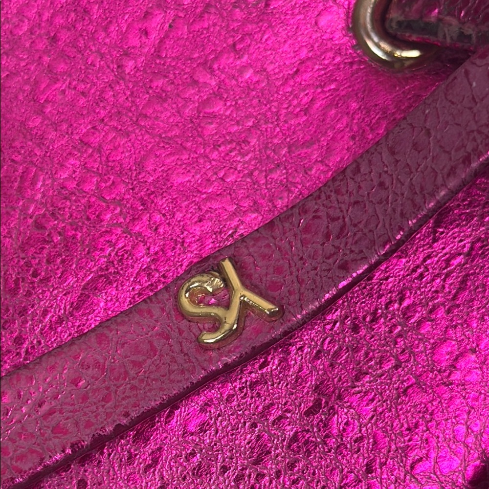 YOSI SAMRA Women's Fuchsia Pink Metallic‎ Rivington Sandals Size 8 - Picture 4 of 11